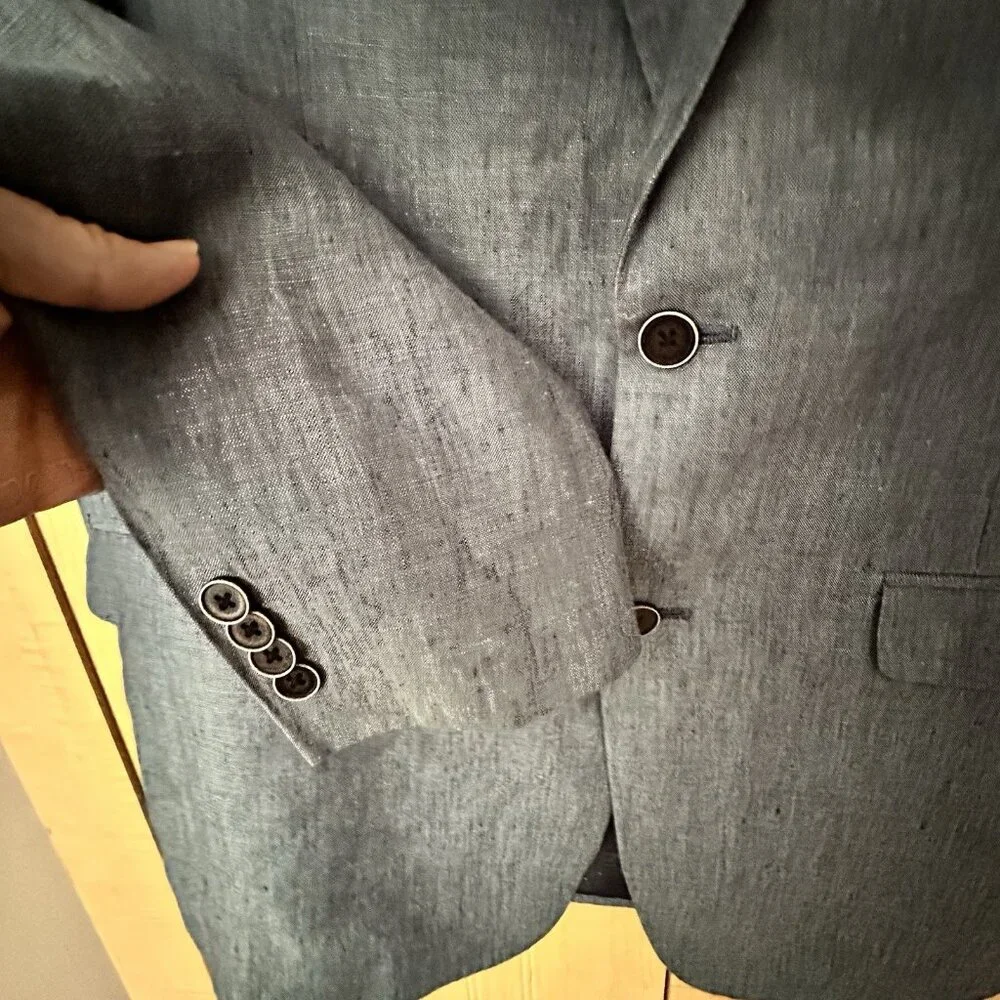 Tommy Hilfiger Men's Blue 100% Linen 2 Button Lined Sport Coat‎ Blazer Sz 38R